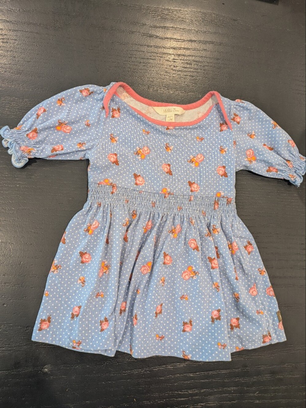 EUC Matilda Jane Light Blue Floral Polka Dot Dress, 2T